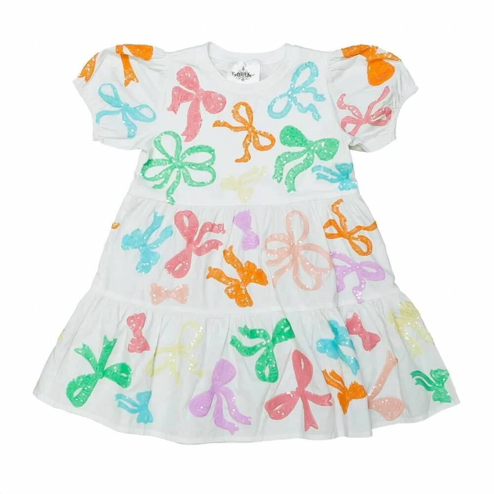 NEW BELLE CHER girl's all over bows dress in multi